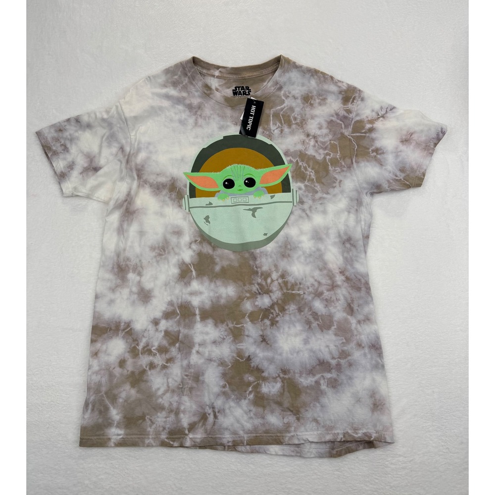 Star Wars Mandalorian Grogu Tie Dye Graphic T-Shirt Mens XL Tan White Hot Topic